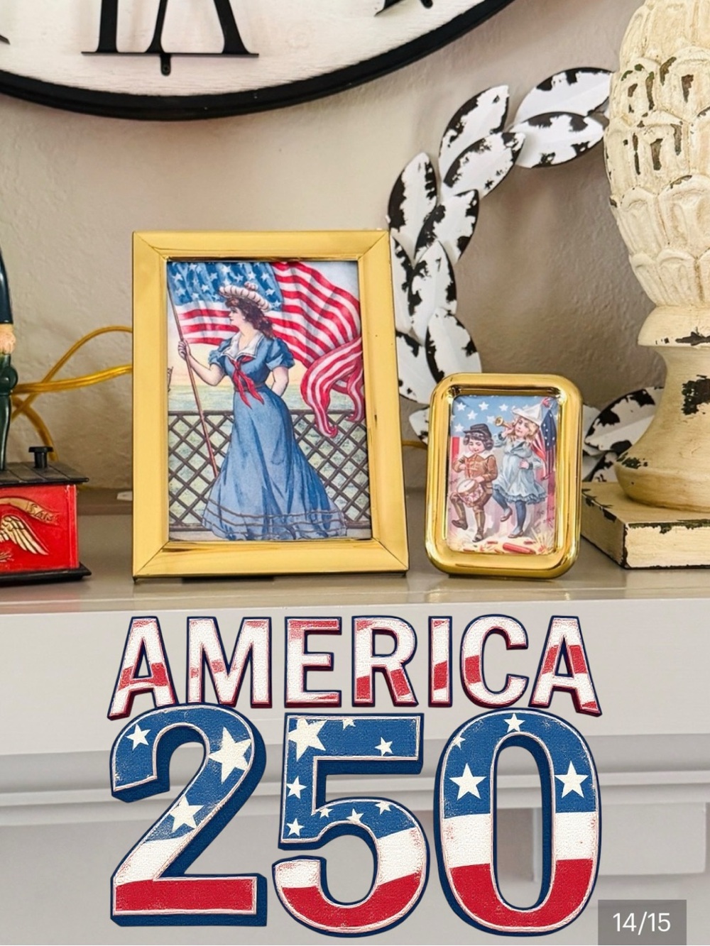 Vintage Burnes of Boston Brass Frame Set • Patriotic Artwork • Americana Décor